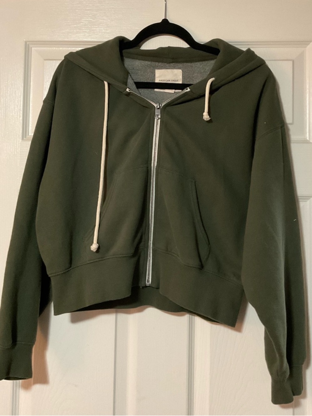 American Eagle Outfitters Olive Green Zip-Up Hooded Puffer Jacket